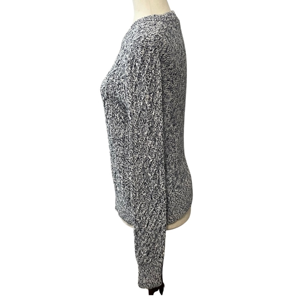 J. Crew Women’s Cable Knit Crewneck Sweater 100% Cotton S Navy Blue Marled - Picture 4 of 10